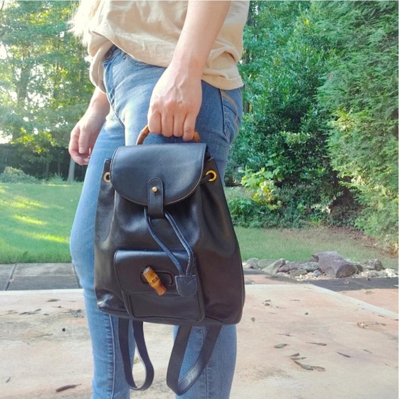 Authentic Vintage Gucci Bamboo Top Handle Backpack - Picture 3 of 13